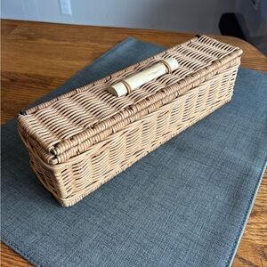 Woven Rectangular Basket with Handle